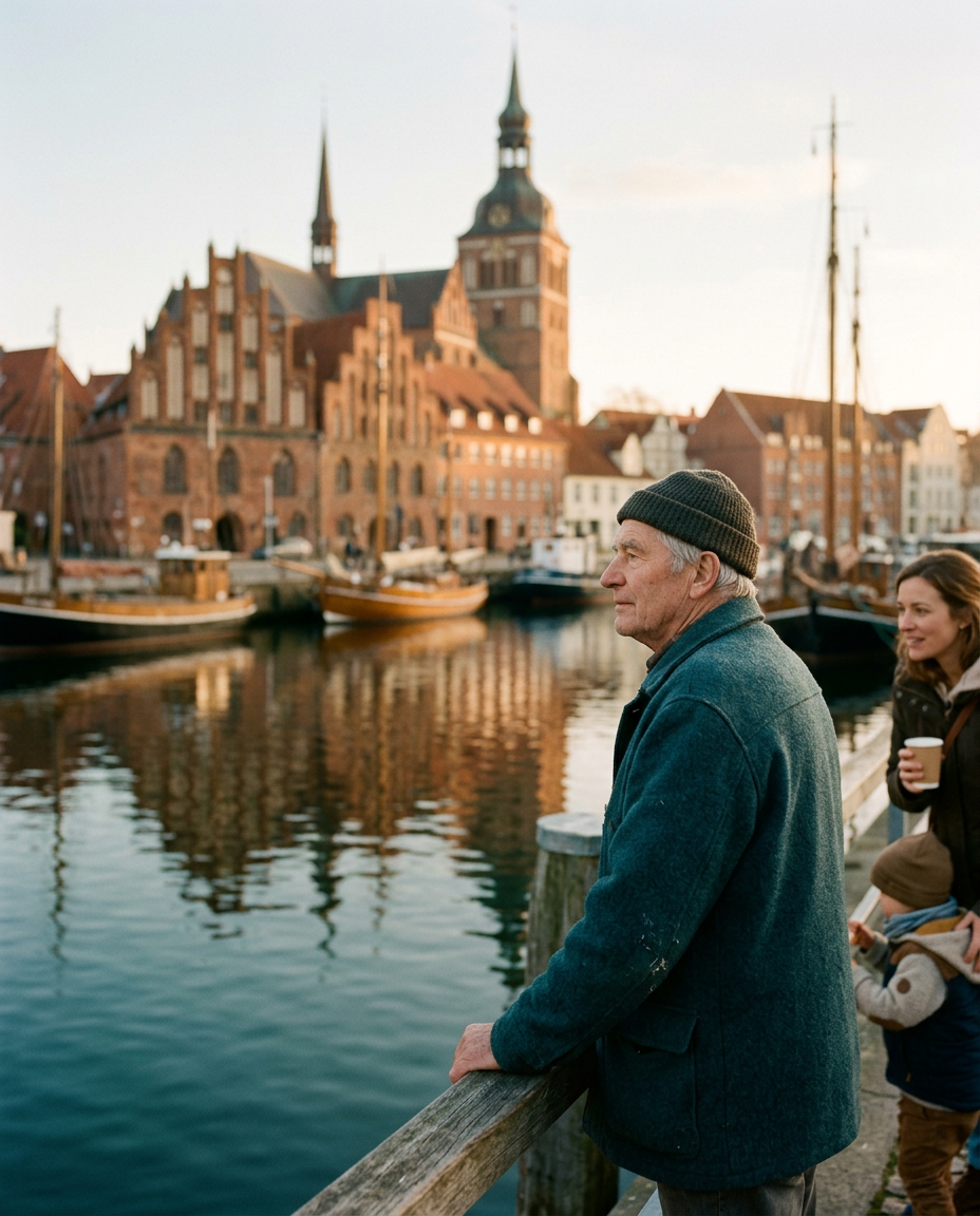 Stralsunder Altstadt am Hafen mit Backsteingotik